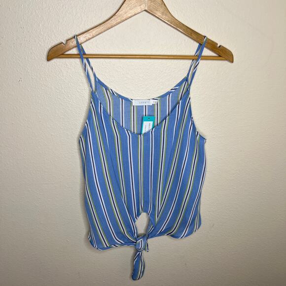 Lush Blue and Yellow Stripe Strappy Tank Small - Picture 1 of 7